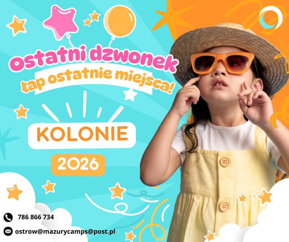 Zaproszenie na kolonie letnie w Ośrodku Wczasowym Ostrów Pieckowski na Mazurach
